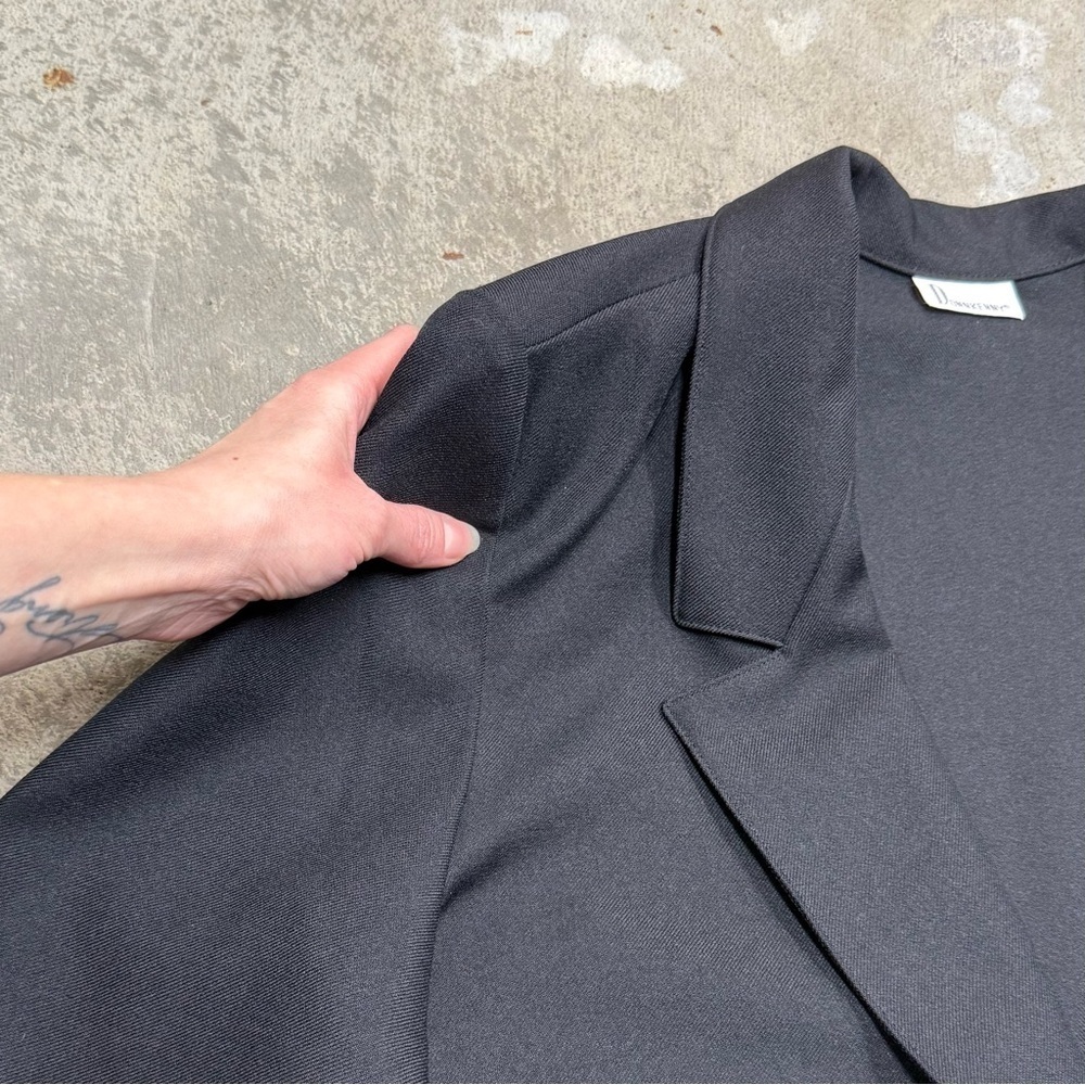 Vintage 90s Donnkenny Black Minimalist Blazer One Button Oversized - Picture 6 of 8